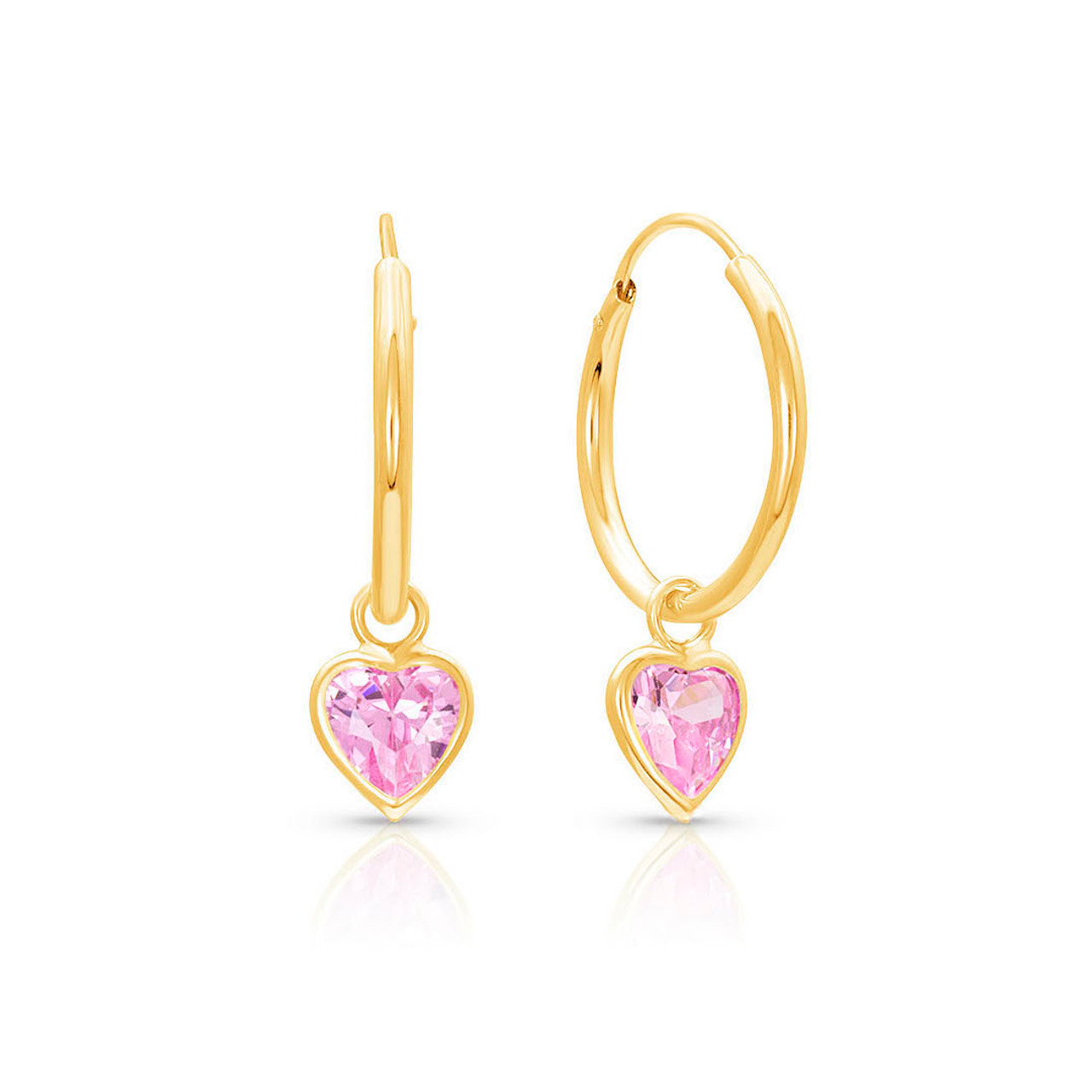 Little Girls Crystal Hoop Earrings on Gold | 2